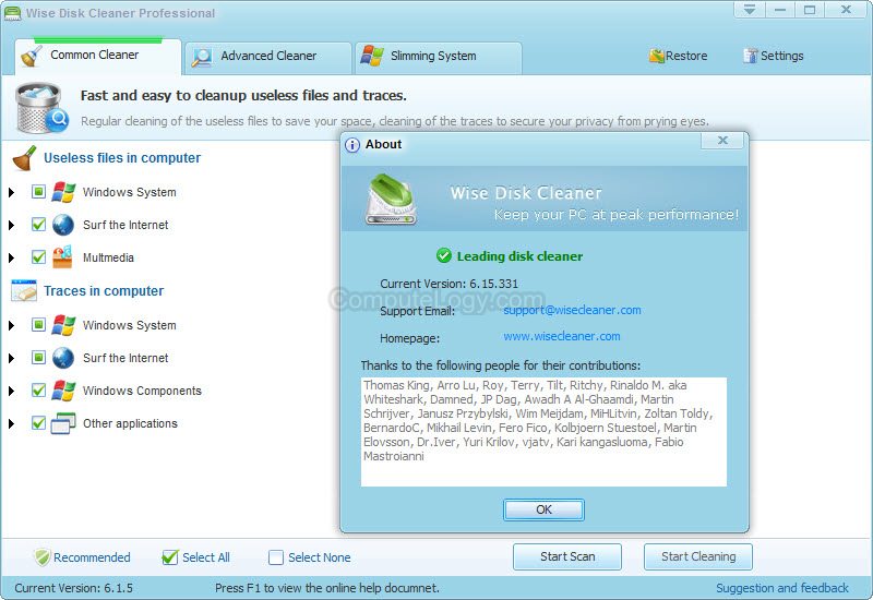 how to use wise disk cleaner advanced cleaner