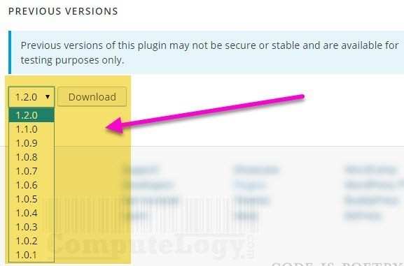 Download Old Version of Plugin From WordPress Plugin Repository photo 2 computelogy-com