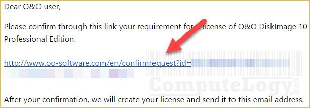 O&O DiskImage 10 Professional Edition license request confirmation email computelogy-com