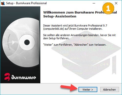 BurnAware 9 Pro german language installation process 1