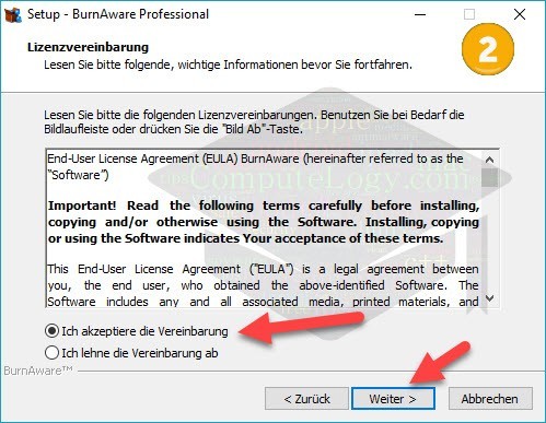 BurnAware 9 Pro german language installation process 2