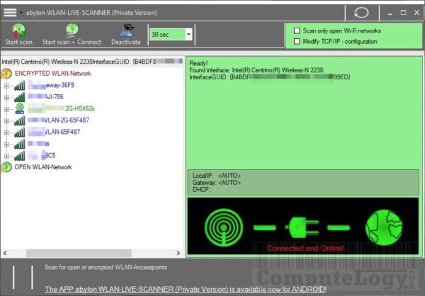Abylon WLAN-Live-Scanner 2017 main window computelogy-com