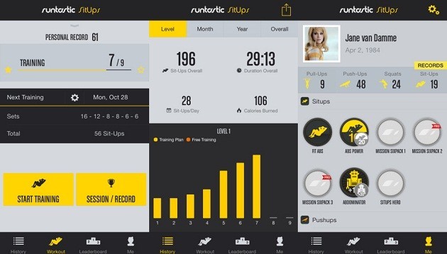 runtastic sit-ups and abs pro banner