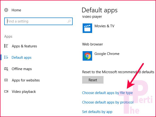 Default Apps Settings in Window 10