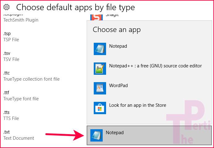 changing default app for text editor in Windows 10