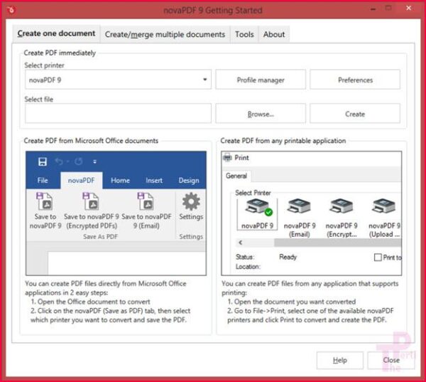 novapdf interface window