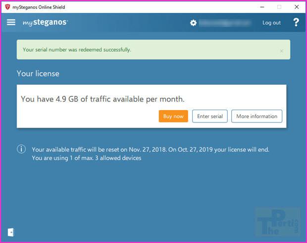 Steganos Online Shield VPN Software Window