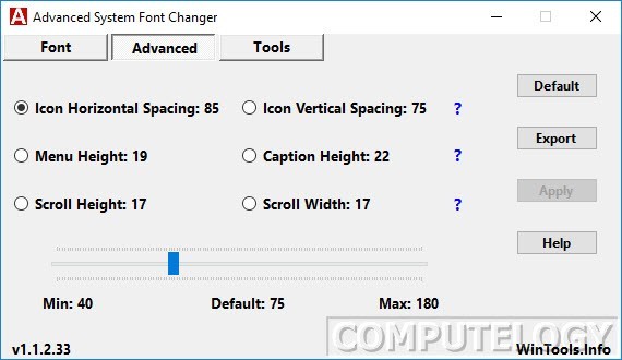 Advanced System Font Changer Window Advanced