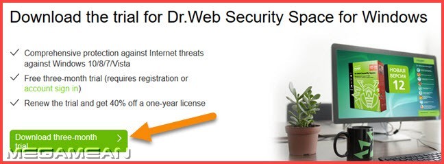 Dr.Web Security Space License 3 months trial banner