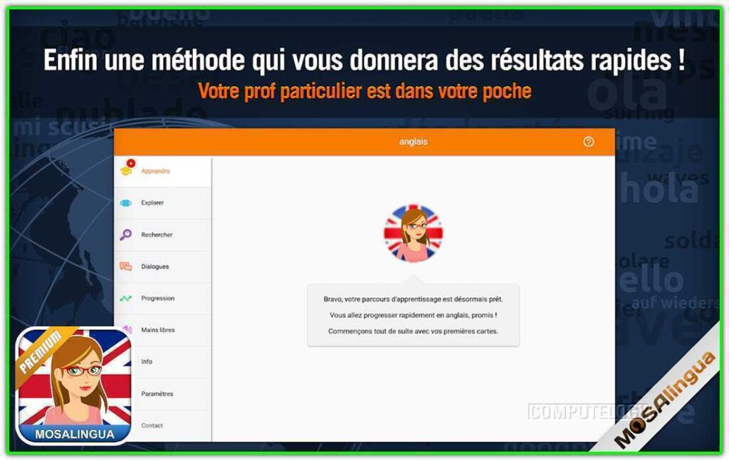 Learn English with MosaLingua Premium 100% Free Android App [Apprendre l'Anglais rapidement] Banner