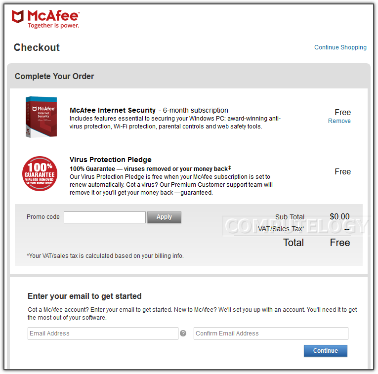 McAfee Internet Security 6 Months Promo Page Banner